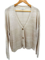 Z Supply Womens Beige Space Dye‎ Open Knit V-Neck Button Cardigan Lightweight L Photo 0