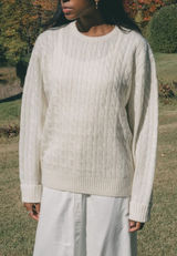 Brandy Melville Wool Fisherman Cable Knit Cream Sweater Small Cottagecore Photo 0