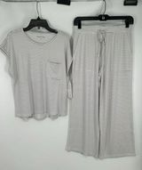 Softies Dream Jersey Grey Stripe Cap Sleeve Crew Tee Capri Matching Lounge Set S Photo 0