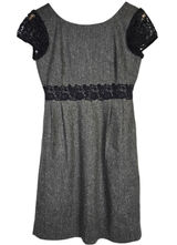 J Crew‎ Tweed Lace Trim Sheath Dress Gray Black Short Sleeve Women 2 Wool Blend Photo 0