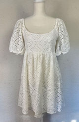 Tuckernuck Dress S White Eyelet Lace Puff Sleeve Abigail Dress Babydoll Cottage Photo 0