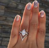 3Ct Marquis Diamond "Simulated" Ring Solid Silver Filled Size 7 Photo 0