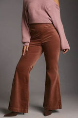 Pilcro Velvet Pull-On Mid-Rise Retro Flare Pants in Brown Size 31 Boho Fall Photo 0