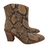Free People Barclay Western Bootie Snakeskin Leather Block Heel Brown Tan 39 8.5 Photo 0