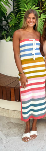 Striped strapless boutique dress Photo 0