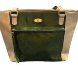 Aurielle Leather Silver & Green Purse Bag‎ Tote Photo 0