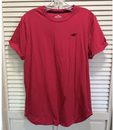 Hollister Curve Hem Logo Crew Neck Short Sleeve T-Shirt Size L Soft Red Photo 0