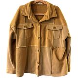 women's oversized jacket in a faux shearling and smooth fabric mix size L‎ Photo 0