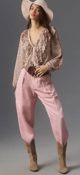 Anthropologie Snake Print Ruffled V-Neck Long Sleeve Ruffle‎ Blouse Size L Photo 0