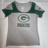 Nike Tee NFL Green Bay Packers Womens M Gray Green Short Sleeve Logo‎ Football Photo 0