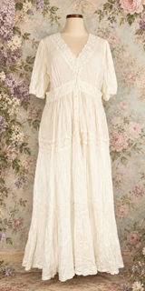 April Cornell White Cotton Maxi Dress XXL Photo 0