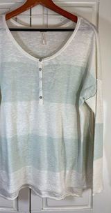 Free People Beach Boho Colorblock Linen Blend Sweater Women XS Oversized Resort Photo 0