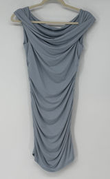 Reformation Blue Draped Ruched Bodycon Midi Dress‎ Tencel USA S Sexy Photo 0