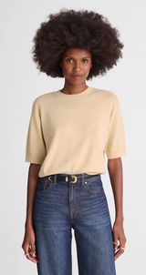 Madewell Relaxed Sweater Tee in 100% Cashmere short sleeve cream/beige Sz XL NWT Photo 0