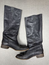 Steve‎ madden Sella Pull On Gun Metal Charcoal Boots Knee Leather 10 Photo 0