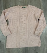 Aran Crafts Sweater Women M Pink Merino Wool Fisherman Cable Knit Ireland * Photo 0