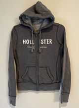 VTG Y2K Hollister Hoodie Sweatshirt Full Zip Fleece Sherpa Lined Gray Size Small Photo 0