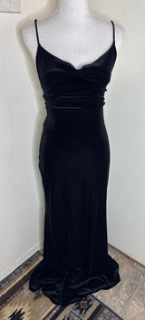 Lulus Perfectly Classy Black Velvet Cowl Neck Strappy Maxi Dress Gown Sz S Photo 0