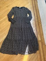 BLANK Black Floral Pleated Full Button-Front Maxi Dress Large Photo 0