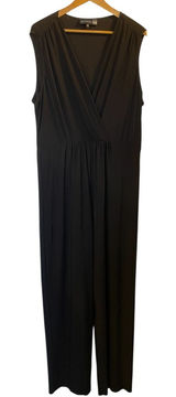 ANTTHONY Black V-Neck Surplice Sleeveless Stretchy Straight Leg Jumpsuit - Sz 1X Photo 0