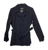 Eddie Bauer Womens Lightweight‎ Trench Coat Jacket Button Belted Navy Blue Large Photo 0