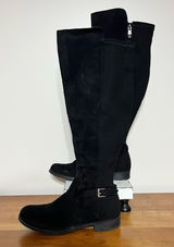 Women’s Liz Claiborne‎ Knee High Black Faux Suede Leather Boots Size 8.5M Photo 0