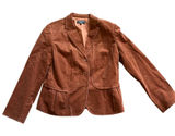 Talbots Womens Brown Corduroy Peplum Blazer Jacket Size‎ 14 Cinnamon 3-Button Photo 0