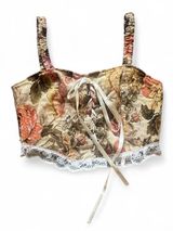 SheIn Floral Tapestry Women’s Renaissance Lace-up Top Fairycore cami Renfare Size XS Photo 0
