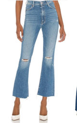 Mother‎ The Hustler Ankle Fray Understudy Distressed Crop Flare Jeans Size 24 Photo 0