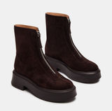 Steve Madden Women's Jones Ankle Boots Brown Suede, Lug Zip Moto Size 6.5 Photo 0