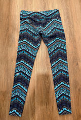 Alo Yoga Womens Blue Geometric Chevron Print Activewear Leggings Size L 3678 Photo 0