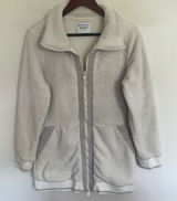 Athleta Tugga Coat Womens Medium Cream Sherpa Fleece Full Zip Jacket Long Photo 0