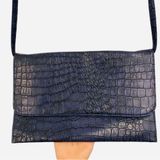 Brahmin Leather Envelope Bag Croc Detail Leather Crossbody Laptop Bag By Orange Caramel Photo 0