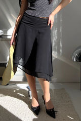 Princess Polly Evanescence Asymmetrical Midi Skirt in Black Photo 0