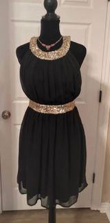 Black and gold homecoming / wedding guest dress Photo 0
