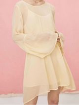 Anthropologie LACAUSA Butter Yellow Sheer Bell Sleeve Babydoll Mini Dress NWT Photo 0