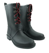 Merona Rain Boots Womens 6 Black Rubber Waterproof Lace Up Red‎ Laces Utility Photo 0