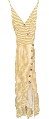 Altar’d altard state yellow and white striped button-down midi dress sundress L Photo 0