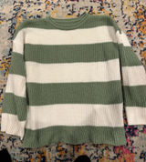 Green & White Striped Sweater Size M Photo 0