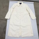 Scoop Faux Leather Trench Coat Cream Off White Longline Button Jacket L DIRTY Photo 0