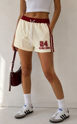 Aelfric Eden Athletic Mesh Shorts XS Cream Red Varsity Y2K NWT Photo 0
