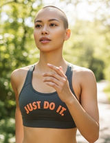 Nike Just Do It Sports Bra Gray Peach‎ Racerback Medium Support Workout Gym Photo 0