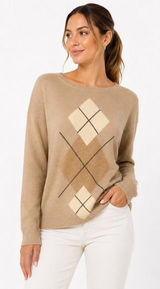 Charter Club Womens 100% Cashmere Argyle Sweater Crew Neck Medium Photo 0