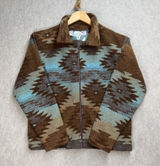 Black Mountain Outdoor‎ Women L Southwestern Fleece Jacket Brown Turquoise USA Photo 0