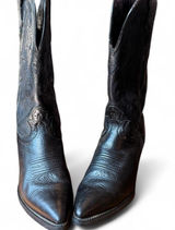 Justin Western Cowboy Boots Women’s 8B Black Leather Pointed Toe CR09010 Photo 0