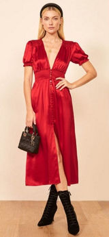 Reformation Alexea Maxi Dress Red US 2 Birthday Romantic Date Night Party Photo 0