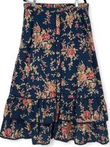 Vintage Lauren Ralph Lauren floral button front maxi skirt with ruffle size 16 Photo 0