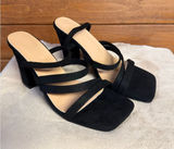 No brand Heeled/Slide/Strappy Black Velvet Sandals Sz 39 (8.5)NIB Photo 0