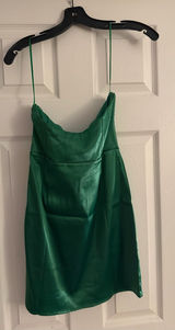 Sky to Moon NWOT Emerald Green Satin Corset Mini Dress Photo 0
