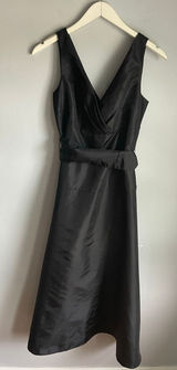 Dressbarn Collection Black Satin V-Neck Slip Dress‎ LBD Cocktail Womens 6 Photo 0